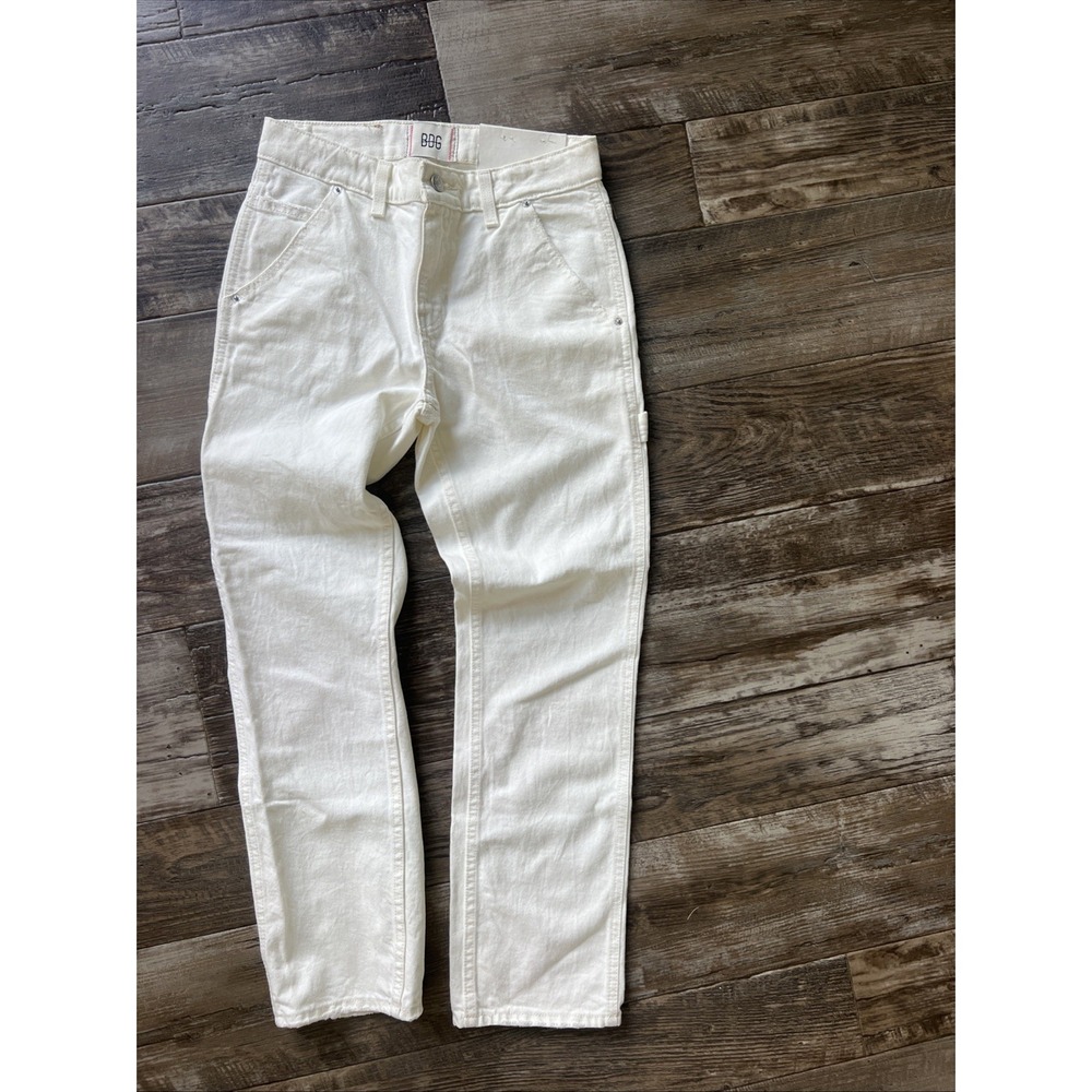 BDG Urban Outfitters High Rise Carpenter Pants Boho Ivory Size 25 100% Cotton
